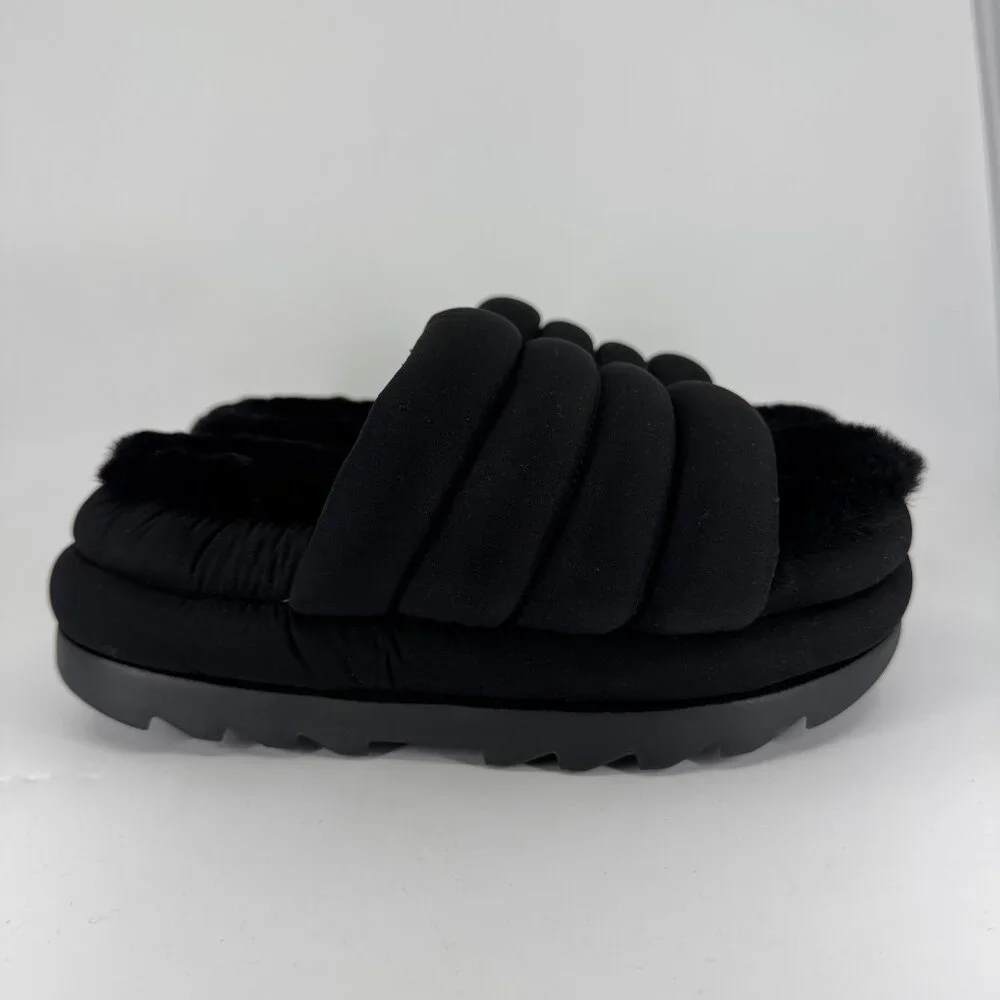 UGG Maxi Slide Platform Puffer Sandals -Black -Women’s US 7 Cozy